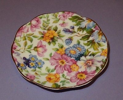 Chintz in Perfect Condition Allyn Nelson Floral on 2 Butter Pats Small Dishes d