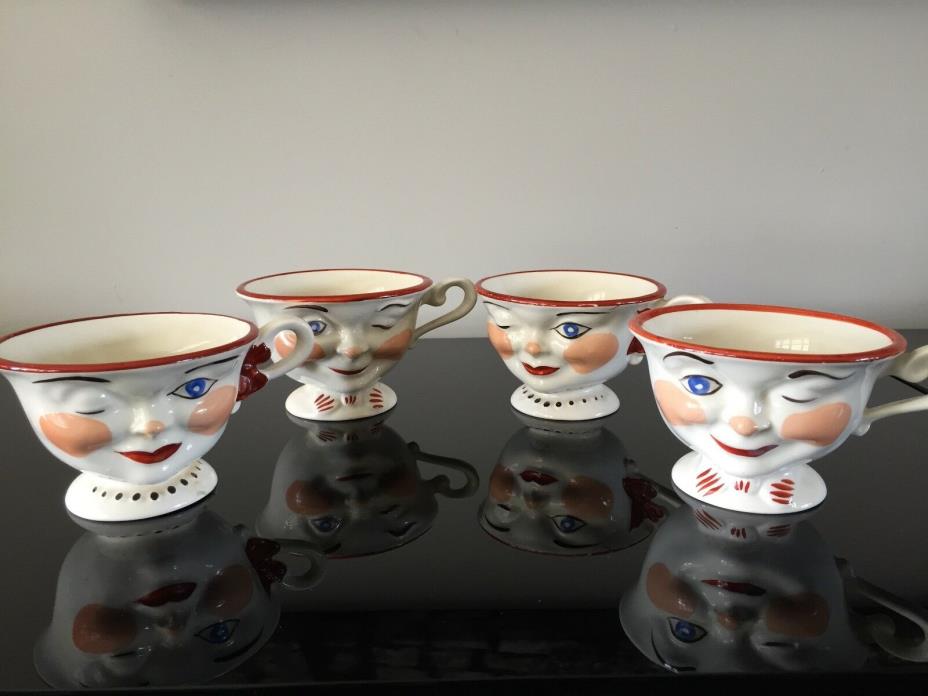 Ridgeway Sterling Potteries Lipton Tea promotional Winking Man and Lady Teacups