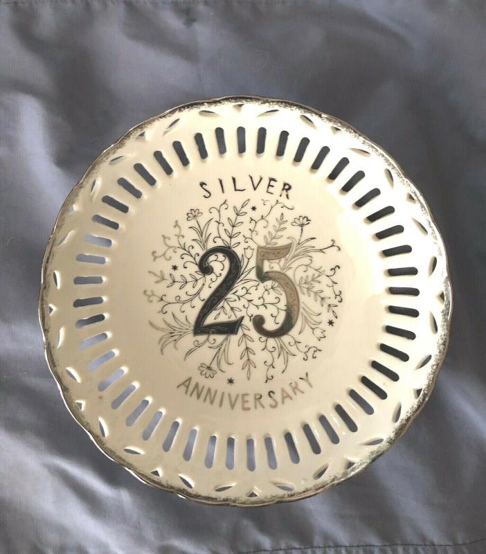 VINTAGE 25th SILVER WEDDING ANNIVERSARY 9 1/2