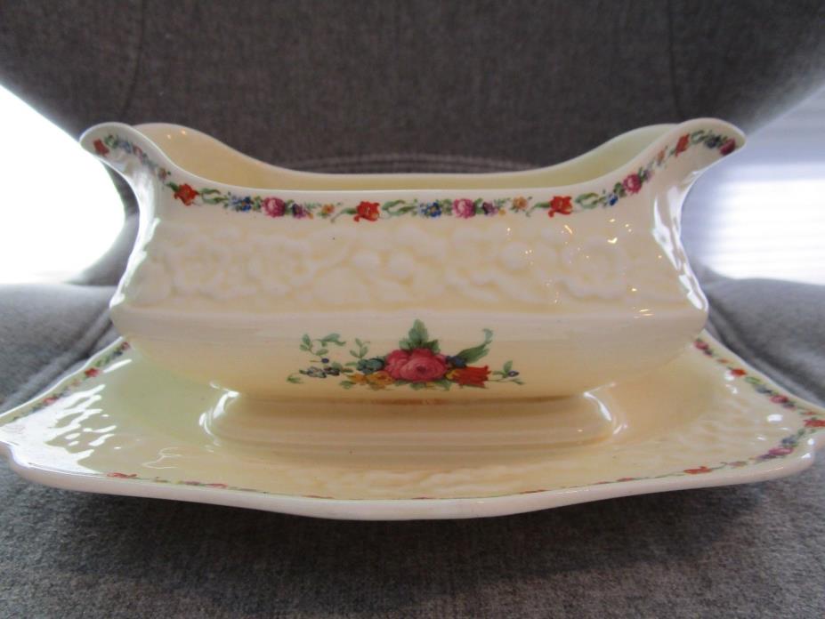 Crown Ducal Gainsborough Gravy Boat and attached underplate 749657