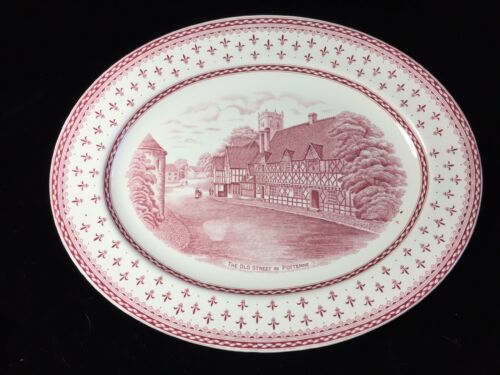Crown Ducal - Red Albion Platter - The Old Street In Potterne - Made in England