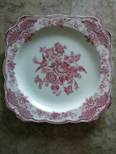 Crown Ducal BRISTOL PINK Square Chop Plate #762055 Gorgeous