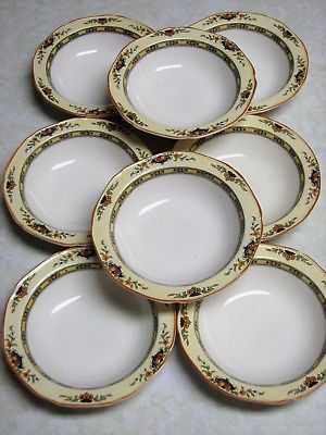 Crown Ducal Ware (England) Floral and Urn Decorated Fruit Bowls - Set of 8