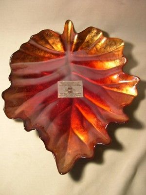 ISTANBUL GLASS / SISTERS  HANDMADE BY TURKISH ARTISANS LEAF DISH / BOWL