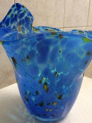 Glass Vase Blue, Handkerchief Type, Murano Style
