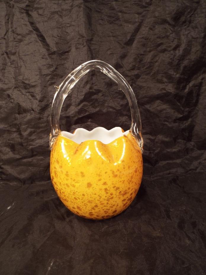 Murano Style Glass Basket Shaped Vase - 7.5