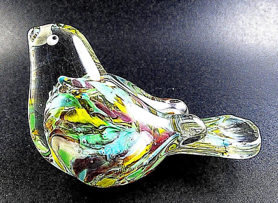 ART MULTI COLOR CRYSTAL GLASS BIRD FIGURINE (A36)