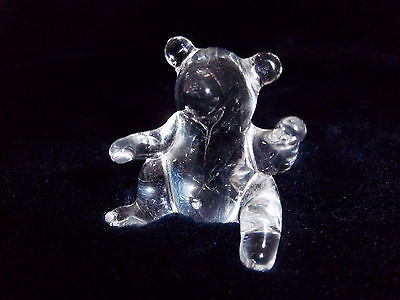 Figurine Teddy BEAR Crystal Clear Glass Sitting up Arms out Ready for a Hug!