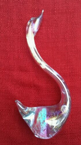 Beautiful Controlled Bubble Murano Glass Vintage 70's Swan Paperweight
