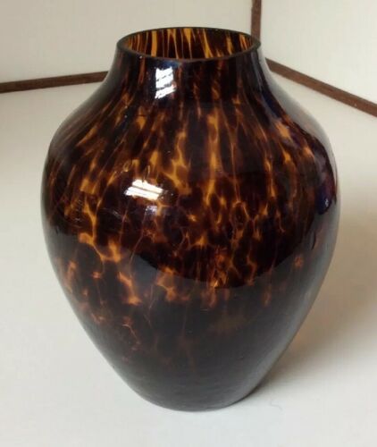 Amber Tortoise Shell Glass Vase