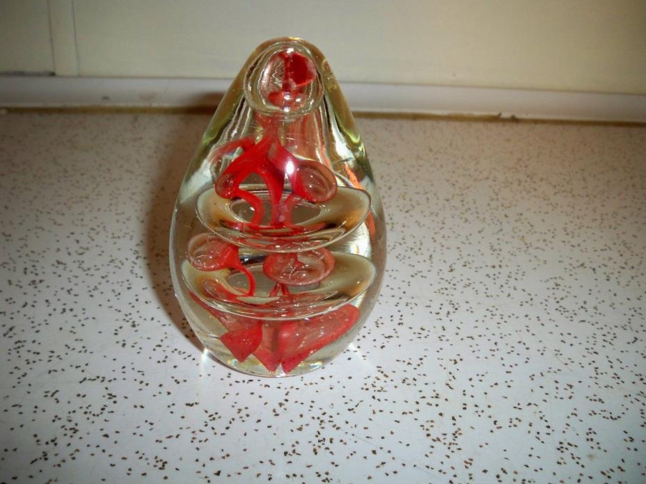 Paperweight Crystal Egg red No Marking Appr. 4