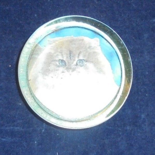 White Cat Glass Dome Paperweight in Gift Box Made in China