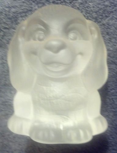 MINT Vintage Goebel Frosted Glass Puppy Dog Paperweight Germany aprox 3.5