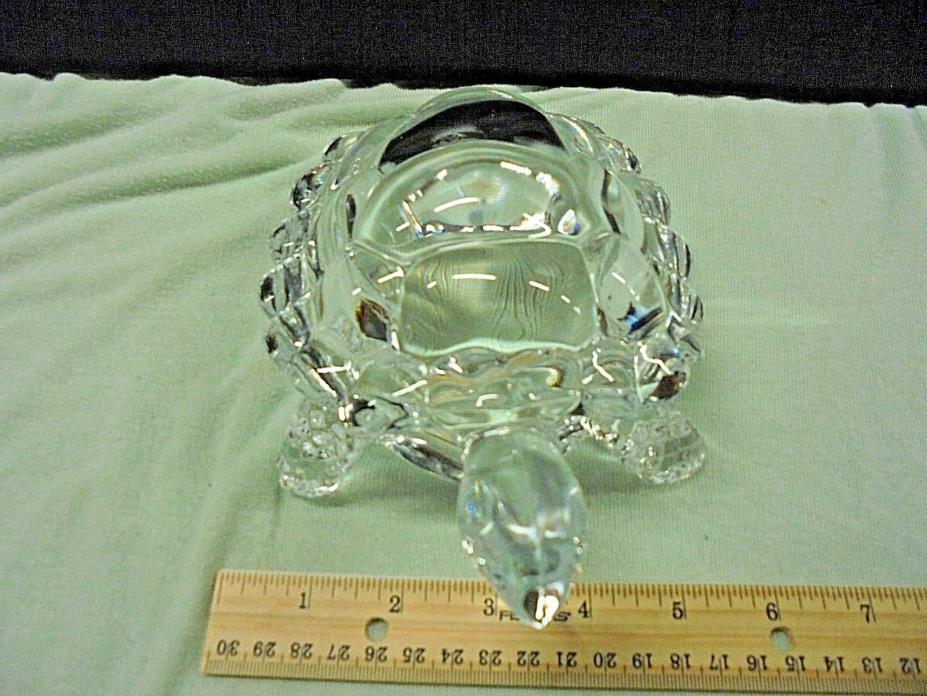 Lead Crystal Large Heavy Glass Turtle Tortoise Vtg Paperweight Figurine 7.25