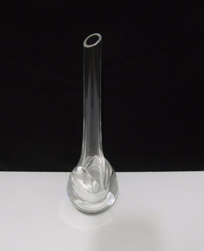Superb Clear Art Glass Bulbous Base Taper Vase Sweden Signed Mats Jonasson
