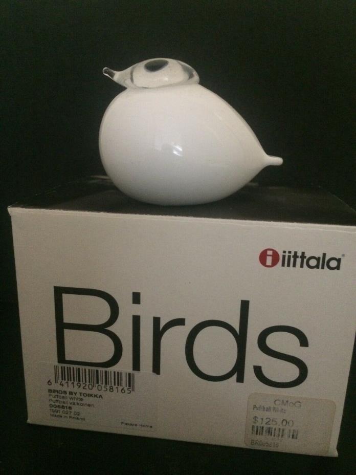 iittala Puffball White Birds by Toikka  Handblown Glass Made in Finland In Box