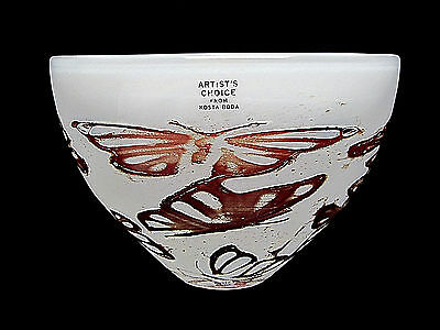 Kosta Boda Papi Bowl Butterfly Pattern On Alabaster White Signd Olle Brozen XLNT