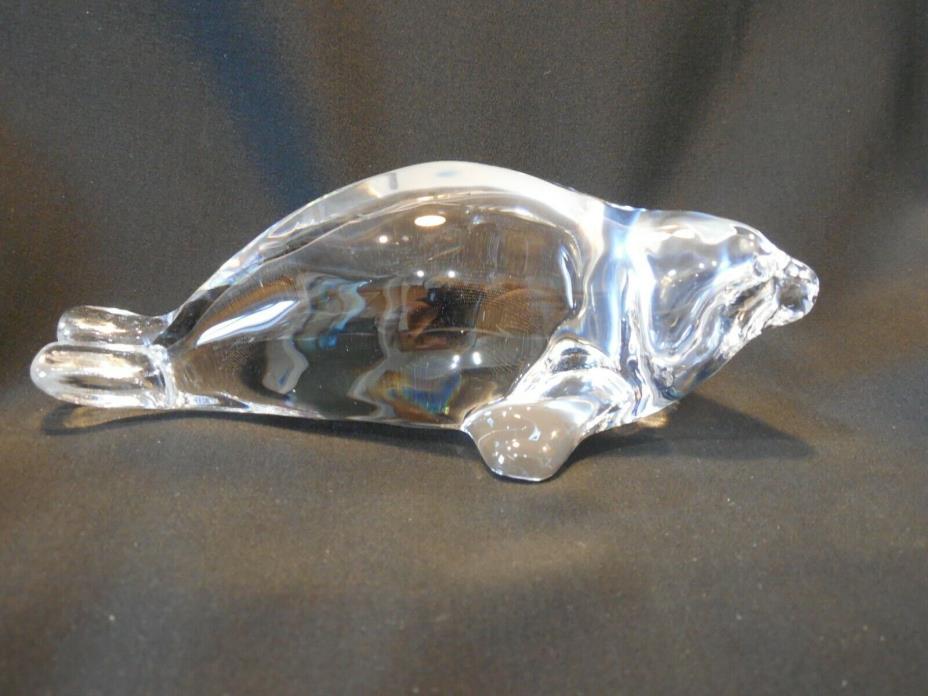 Hadeland, Norway crystal sea lion paperweight