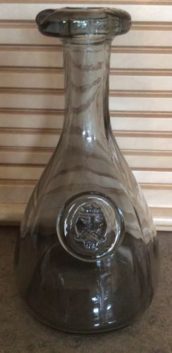 HOLMEGAARD :: MCM 9” VIKING MEDALLION DECANTER/CARAFE Smoke Grey Glass DENMARK