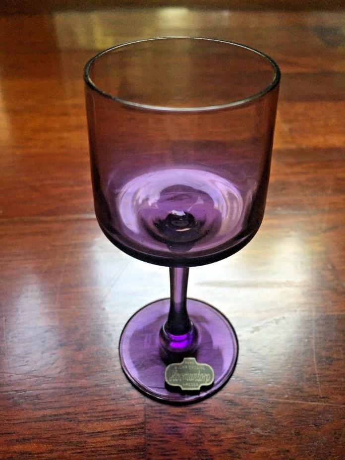 VINTAGE MID CENTURY HOVMANTORP SWEDEN PURPLE HAND BLOWN CRYSTAL GLASS GOBLET