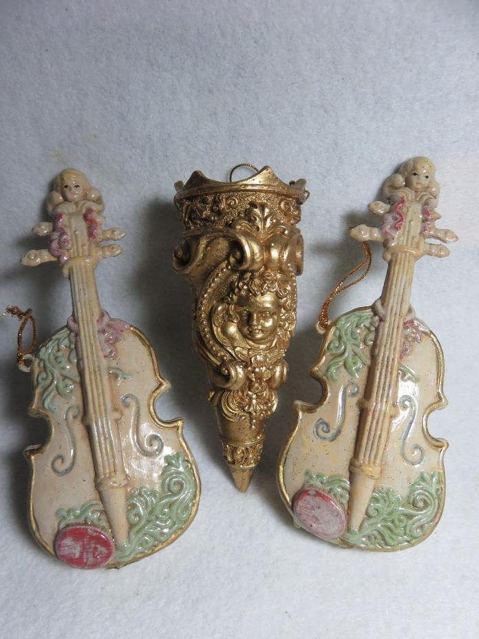 Vintage Cherub Violin Ornaments