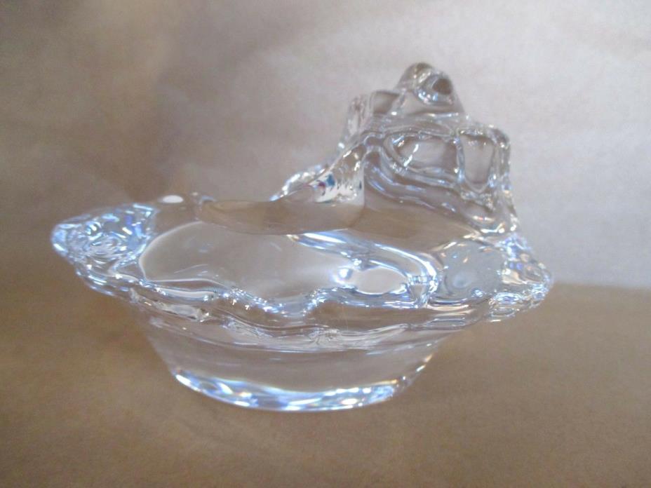 Orrefors Sweden Art Glass Lead Crystal Shell Votive Tealight Candle Holder