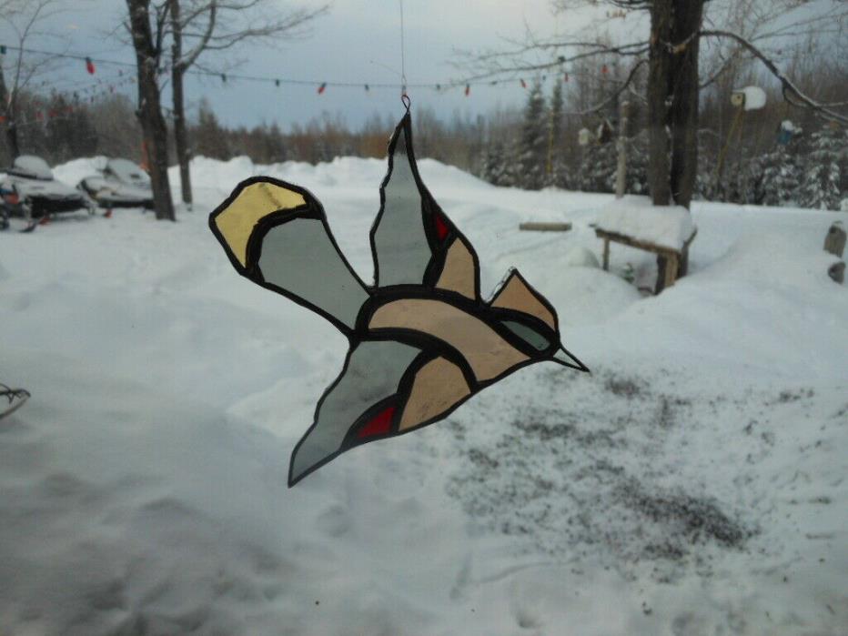 cedar waxwing stained glass suncatcher