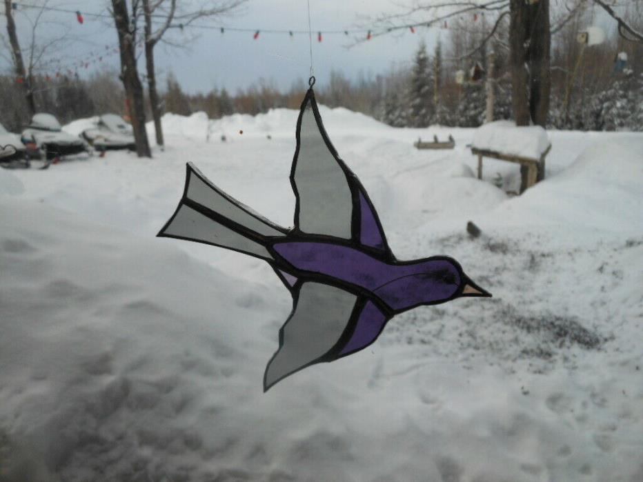 purpple martin stained glass suncatcher