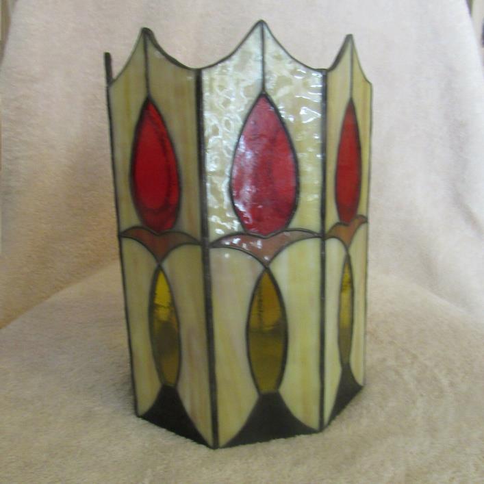 Stained Glass Pillar Candle Holder
