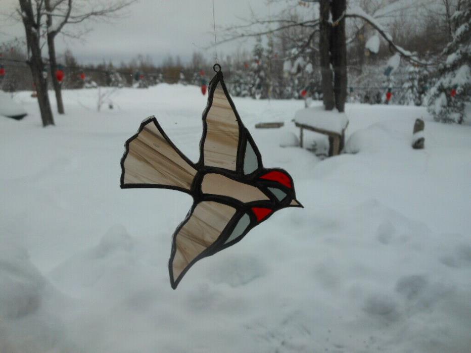 common redpoll stained glass suncatcher