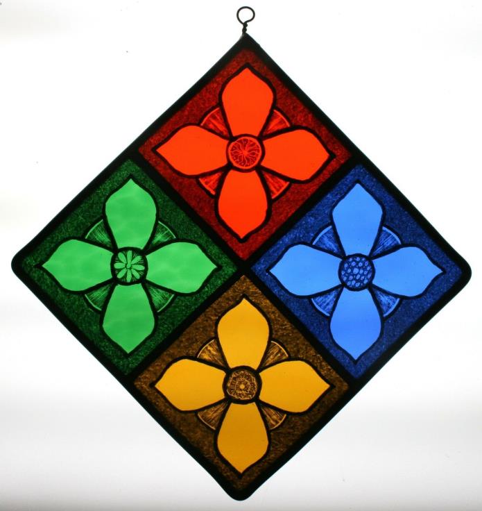 Stained Glass,Hand Painted,Kiln Fired, Flowers # 2503-01