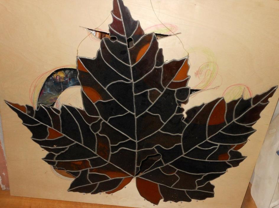 Large Stained Glass Maple Leaf 29
