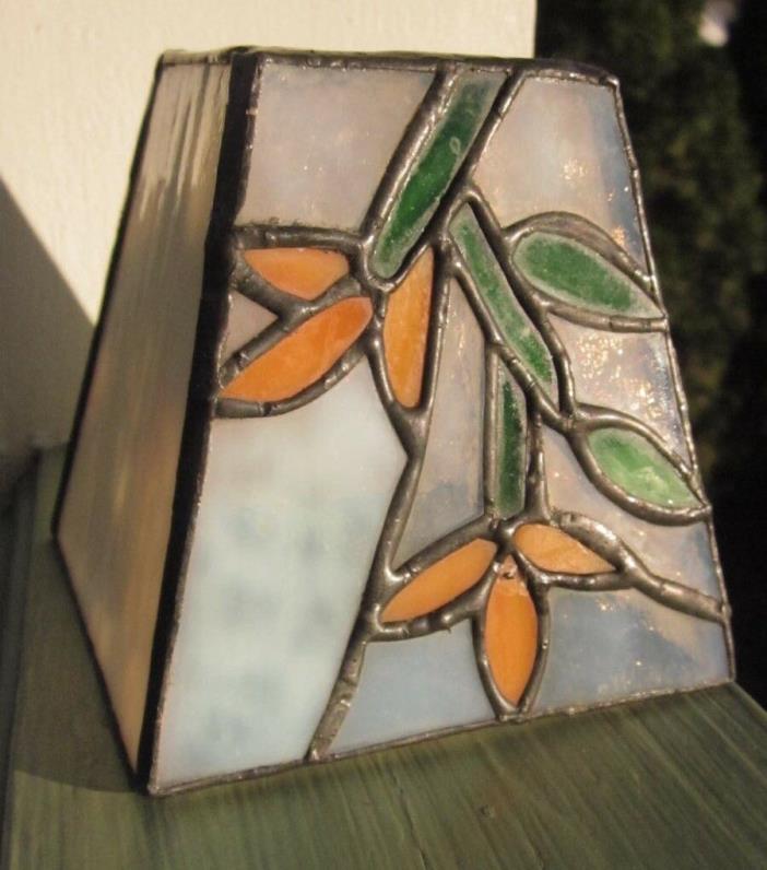 ARTISAN STAINED GLASS SHADE CANDLE or TABLE LIGHT COVER TOPPER STUDIO CRAFTED