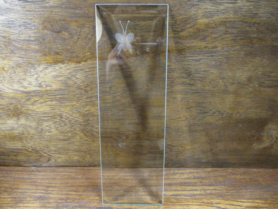 Etched Butterfly Beveled Clear Glass Stained Parts 10 5/8