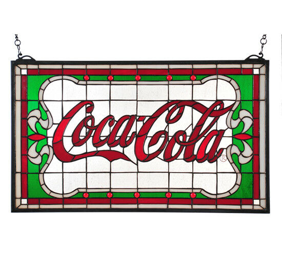 Meyda Tiffany Stained Glass Coca-Cola Victorian Hanging Window Hand Made NEW
