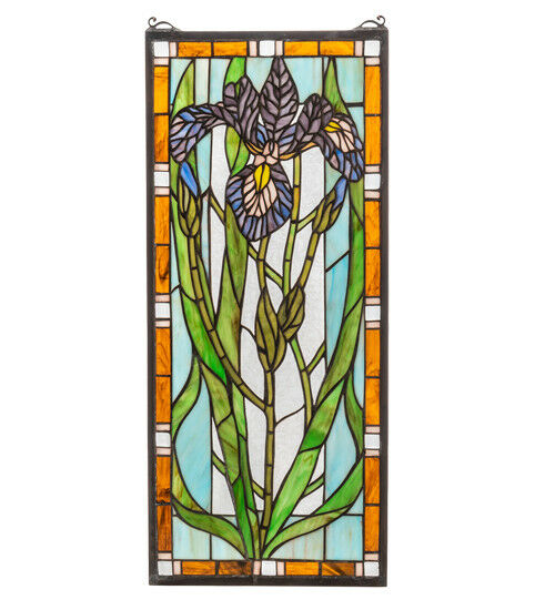 Meyda Tiffany Iris Stained Glass Vertical Hanging Window 12