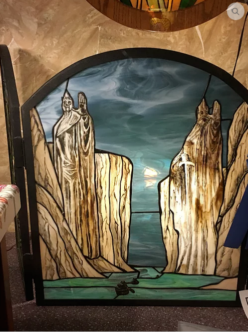 Award Winning Lord of the Rings Stained Glass Fireplace panel, one of a kind 1st