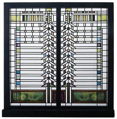 FRANK LLOYD WRIGHT MARTIN HOUSE CASEMENT WINDOW STAINED ART GLASS PANEL DISPLAY