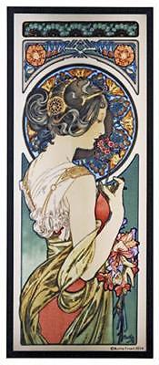 Alphonse Mucha - PRIMROSE - Stained Glass Panel Art Nouveau Maiden 1899