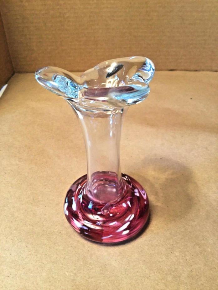 HOKITIKA Glass Studio Pink and Clear Glass Vase,  5