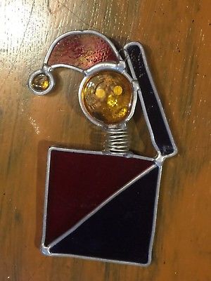 VINTAGE JACK IN THE BOX TOY NURSERY ART STAINED GLASS WINDOW HANGING EUC