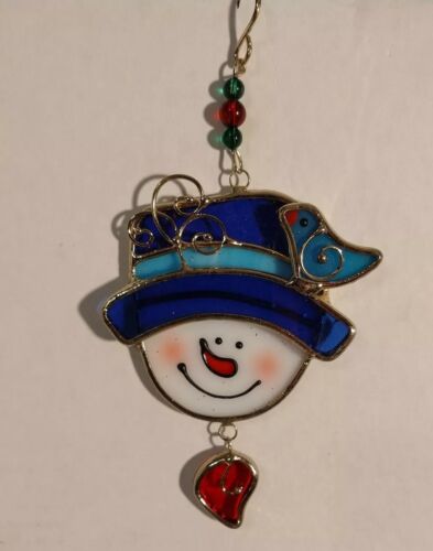 Stained Glass Snowman Ornament