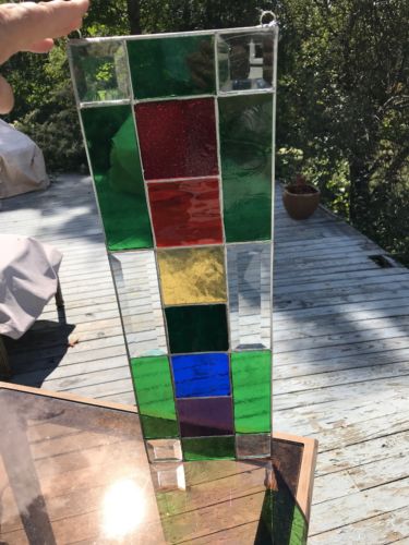Rainbow Stained Glass Panel Red, Orange, Yellow, Green, Blue, Violet