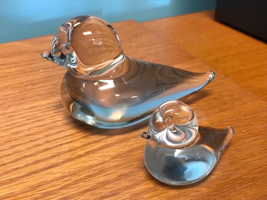 Vintage Reijmyer Clear Art Glass Bird “ Mother & Baby “
