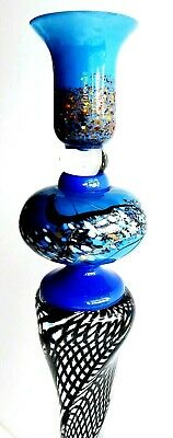 GORGEOUS NEMTOI SINGLE ART GLASS CANDLE HOLDER  - 16' TALL - SIGNED