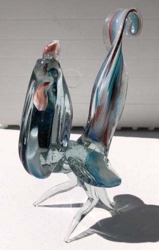 Handcrafted Blown Carnival Glass Rooster Awesome! Very Nice!