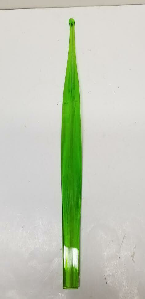 MURANO ART STYLE GREEN LEAF BLADE STEM LONG STEM GLASS FLOWER 19 1/2