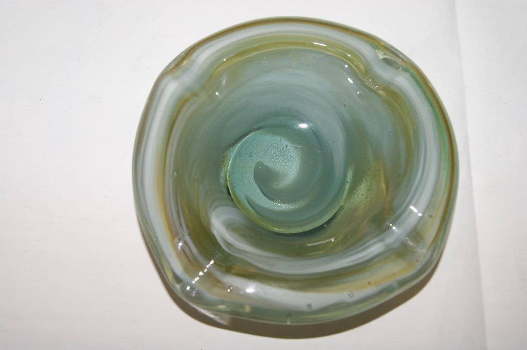 Hand Blown Art Glass Ashtray - 5 1/2