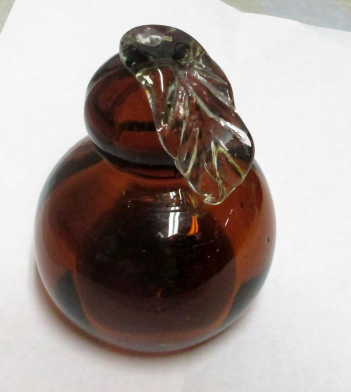 Vintage Hand Blown Clear  Amber Glass PEAR