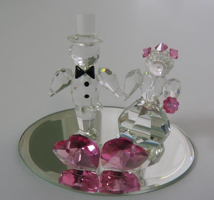 Vintage Crystal Glass Bride & Groom Figure 2
